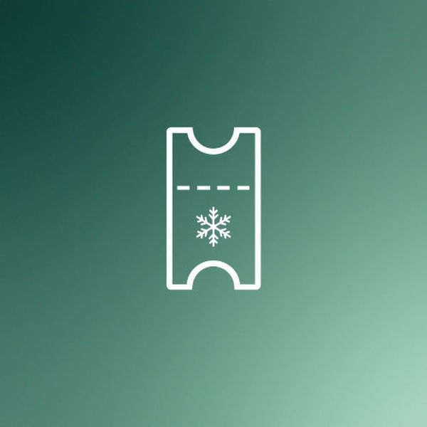 Grafisches Symbol, das ein Ticket mit einer Schneeflocke darstellt.