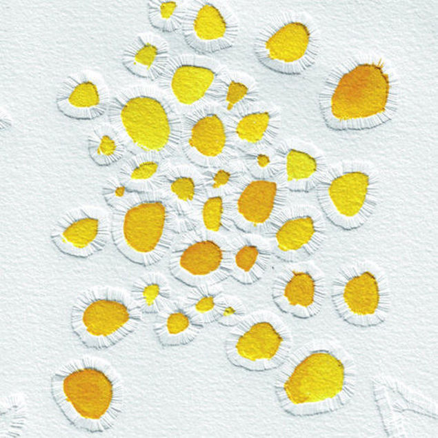 Gelbe und goldene Aquarellpunkte auf weißem Papier